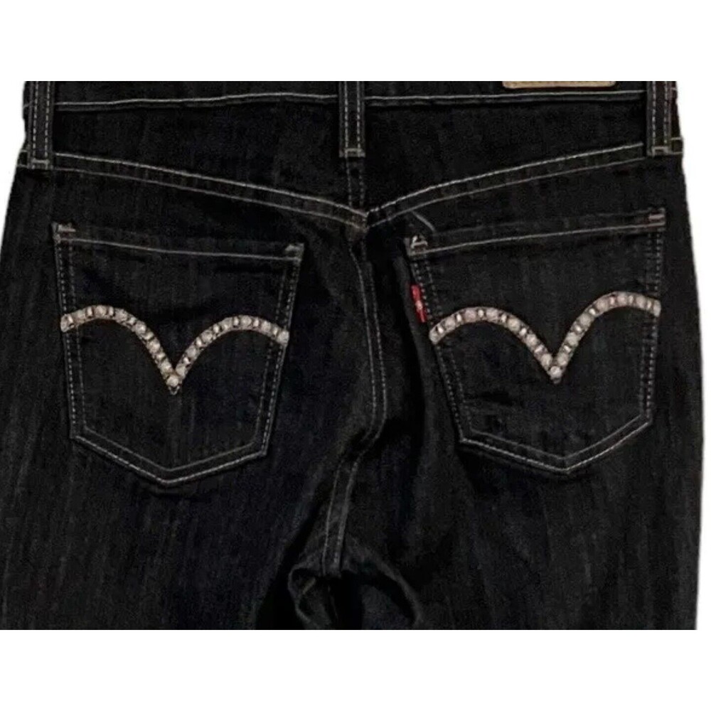New RARE Levi's DarkWash EMBROIDERY POCKET MidRise Skinny Jeans Women Sz 14 NWOT